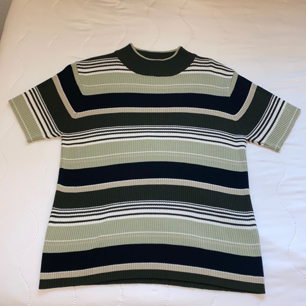 Vintage Mock Neck Short Sleeve Knit